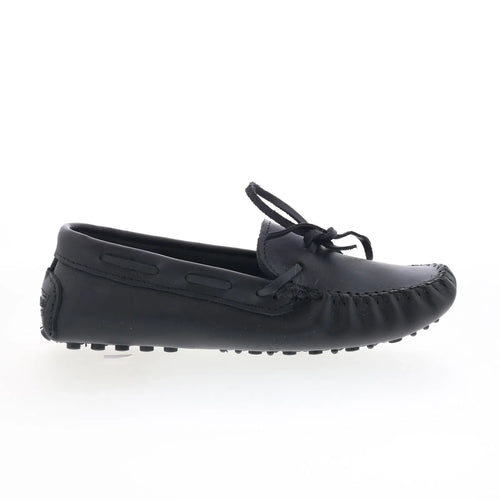 Minnetonka Classic Driver 698Z Womens Black Leather Loafer Flats Shoes