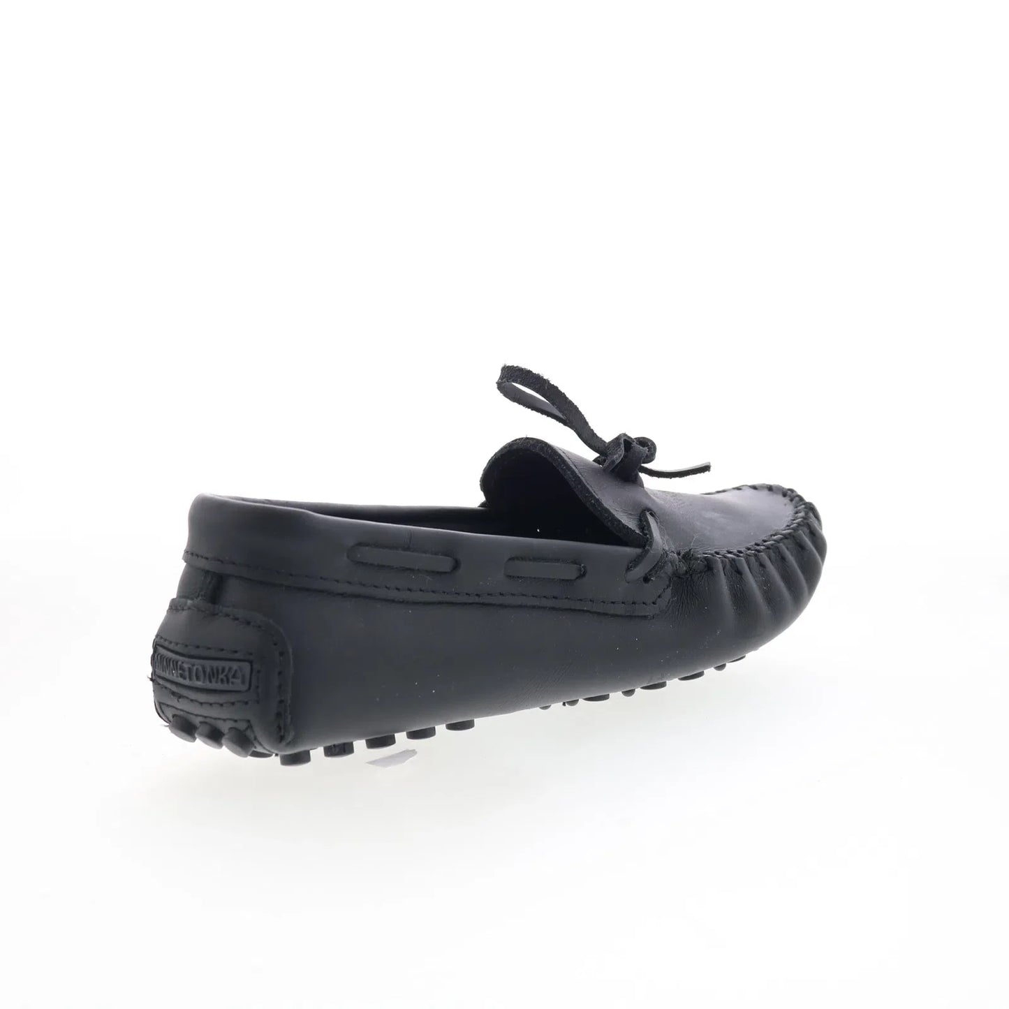 Minnetonka Classic Driver 698Z Womens Black Leather Loafer Flats Shoes