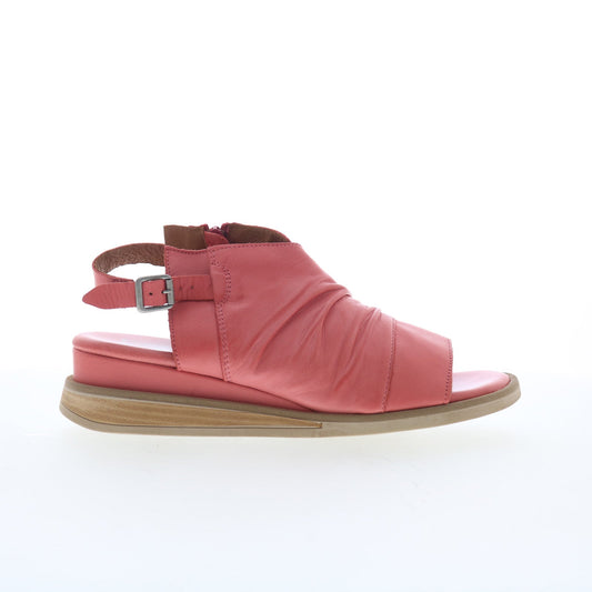 Miz Mooz Conor Womens Red Leather Hook & Loop Slingback Sandals Shoes