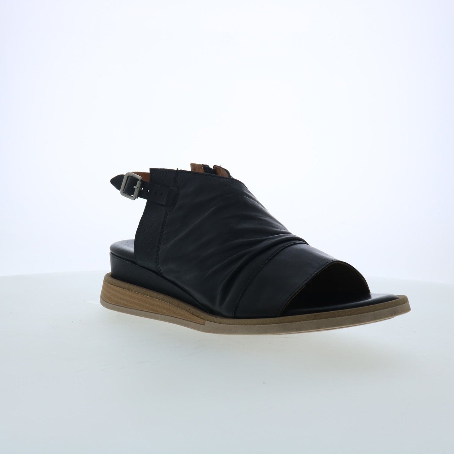Miz Mooz Conor Womens Black Leather Hook & Loop Slingback Sandals Shoes