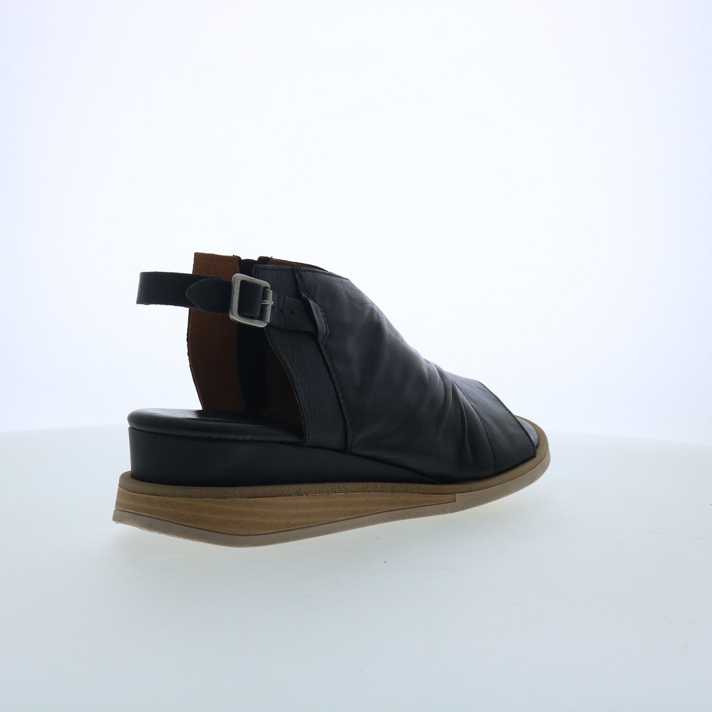 Miz Mooz Conor Womens Black Leather Hook & Loop Slingback Sandals Shoes