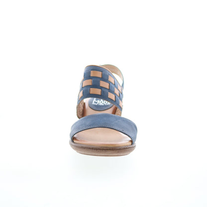 Miz Mooz Constance Womens Blue Leather Hook & Loop Strap Sandals Shoes