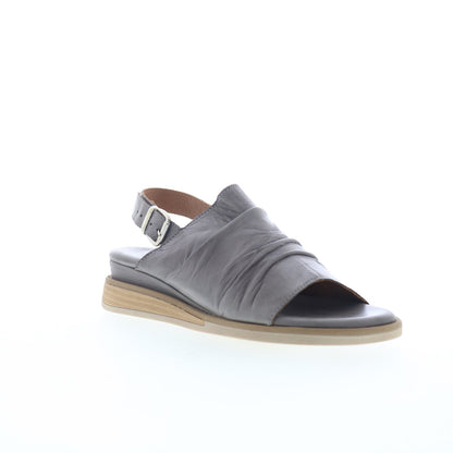 Miz Mooz Cornwall Womens Gray Leather Hook & Loop Strap Sandals Shoes