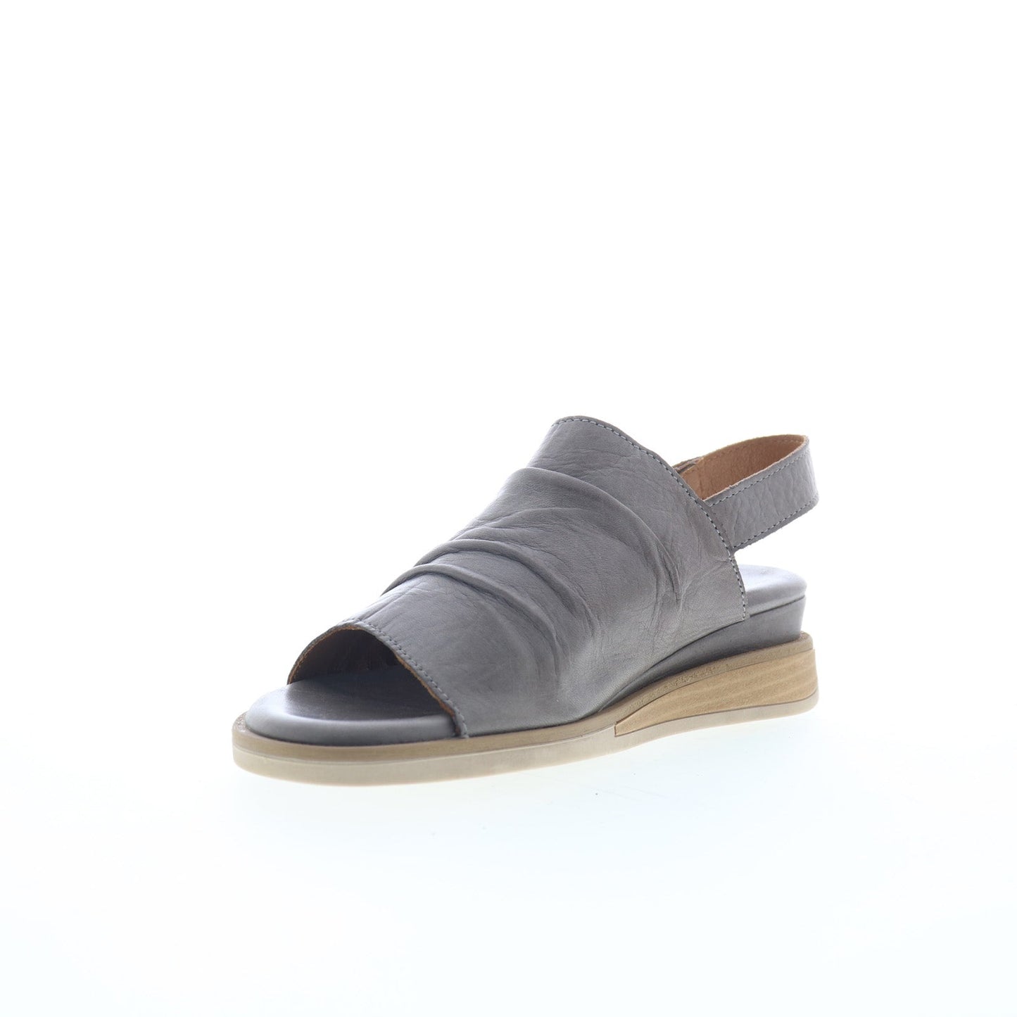 Miz Mooz Cornwall Womens Gray Leather Hook & Loop Strap Sandals Shoes