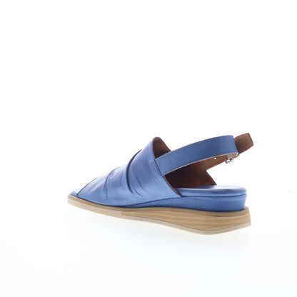 Miz Mooz Cornwall Womens Blue Leather Hook & Loop Strap Sandals Shoes
