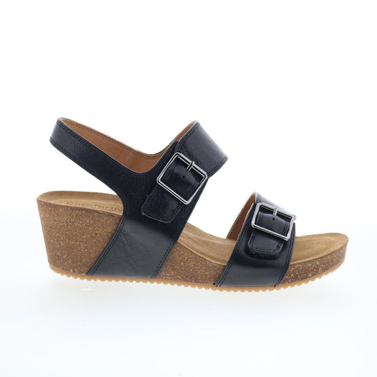 Comfortiva Erlina CT00495 Womens Black Leather Wedges Sandals Shoes