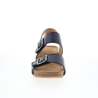 Comfortiva Erlina CT00495 Womens Black Wide Leather Wedges Sandals Shoes