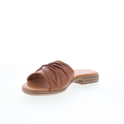 Miz Mooz Daisey Womens Brown Leather Slip On Slides Sandals Shoes