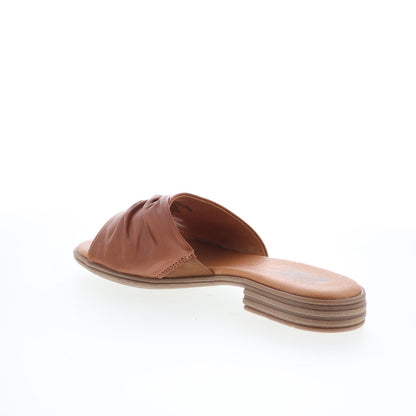 Miz Mooz Daisey Womens Brown Leather Slip On Slides Sandals Shoes