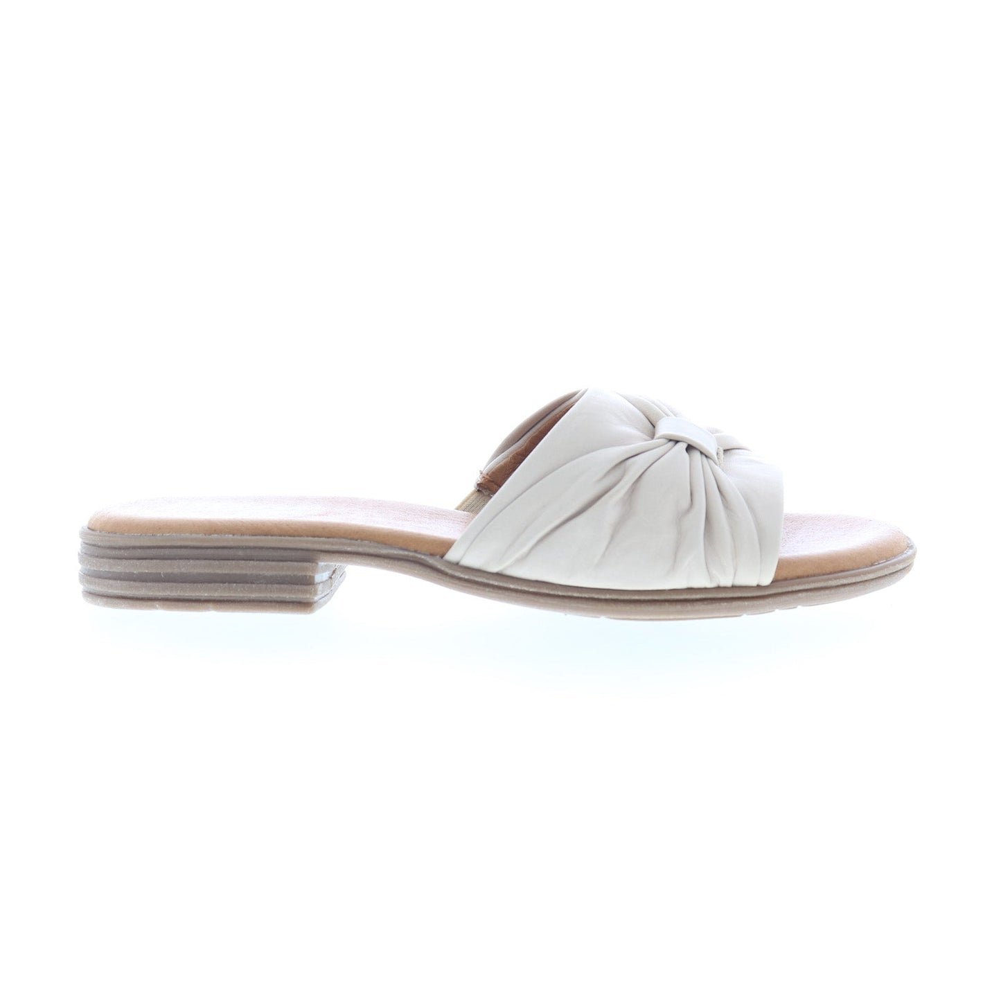 Miz Mooz Daisey Womens Beige Leather Slip On Slides Sandals Shoes