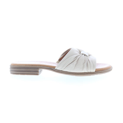 Miz Mooz Daisey Womens Beige Leather Slip On Slides Sandals Shoes