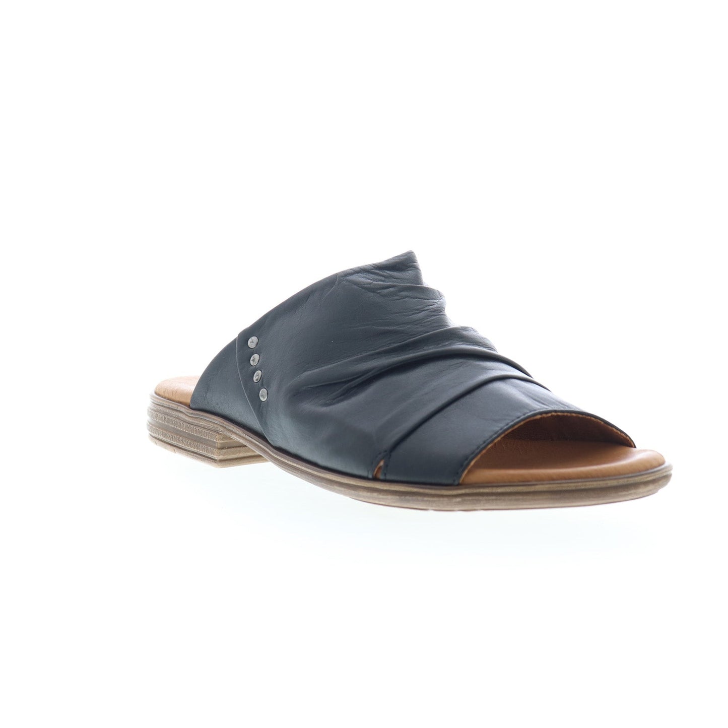 Miz Mooz Dandelion Womens Black Leather Slip On Slides Sandals Shoes