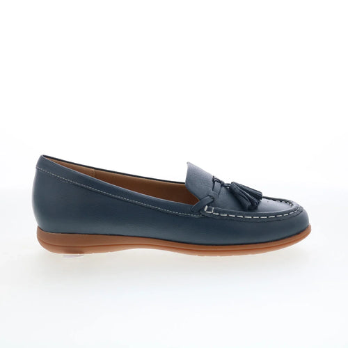 Trotters Dawson T2254-400 Womens Blue Leather Slip On Loafer Flats Shoes