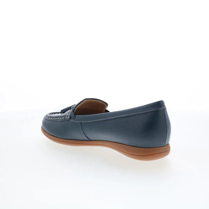 Trotters Dawson T2254-400 Womens Blue Leather Slip On Loafer Flats Shoes