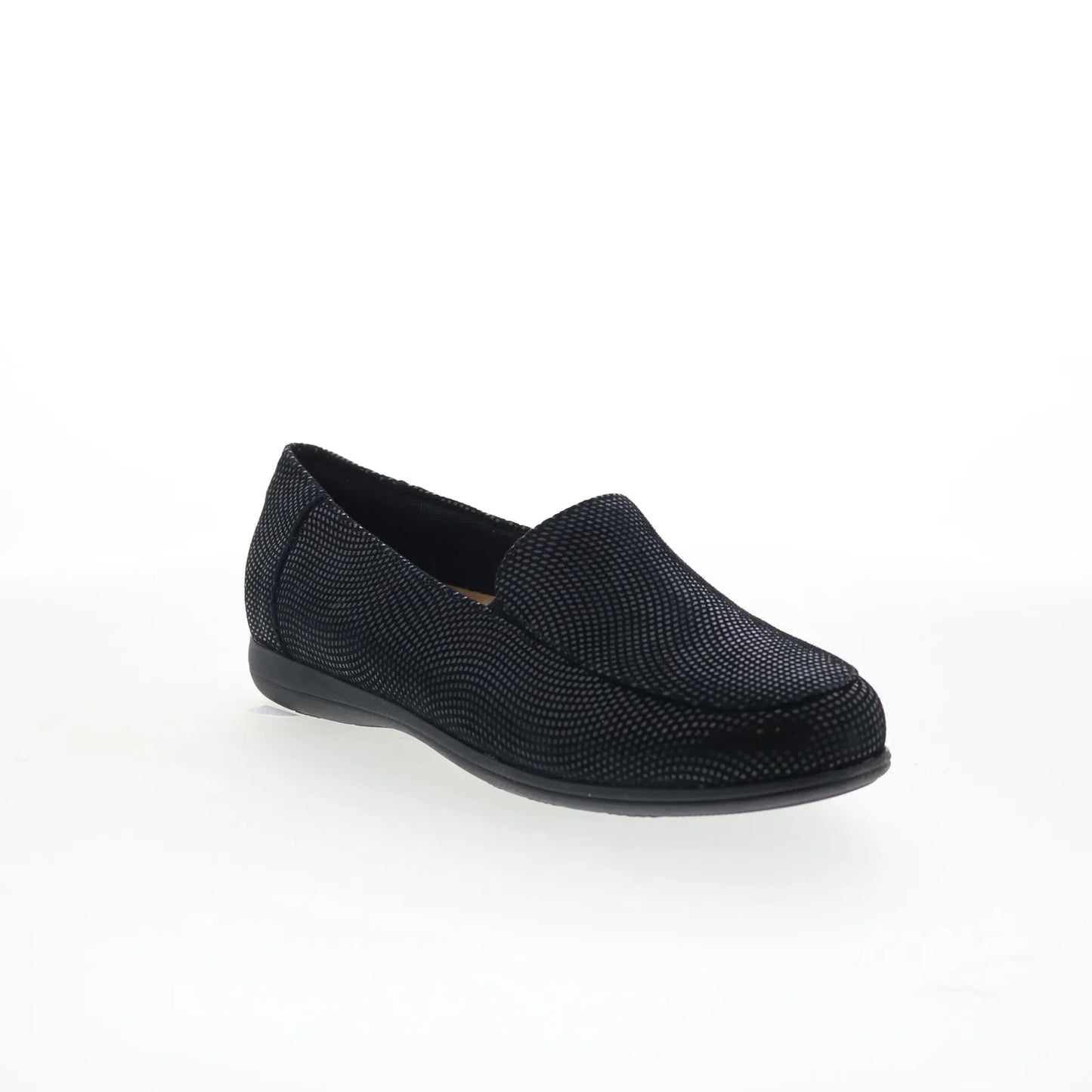 Trotters Deanna T2055-004 Womens Black Leather Slip On Loafer Flats Shoes