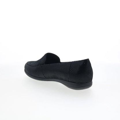 Trotters Deanna T2055-004 Womens Black Leather Slip On Loafer Flats Shoes