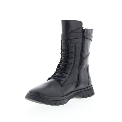 Miz Mooz Deklan Womens Black Leather Lace Up Casual Dress Boots