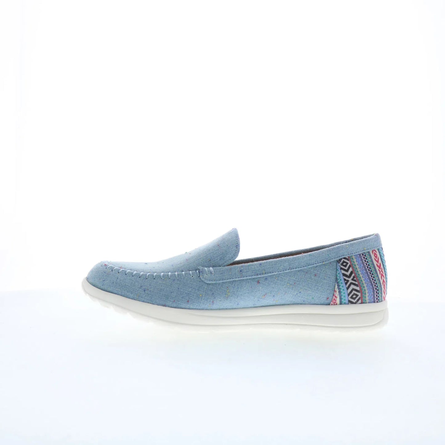 Minnetonka Discover 61065 Womens Blue Canvas Slip On Loafer Flats Shoes