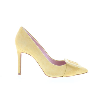 Divine Follie Divine Follie18 Womens Yellow Suede Slip On Pumps Heels Shoes