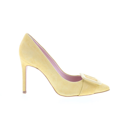 Divine Follie Divine Follie18 Womens Yellow Suede Slip On Pumps Heels Shoes