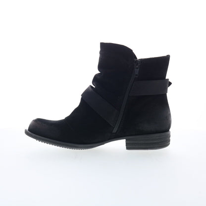 Miz Mooz Domenique Womens Black Suede Zipper Ankle & Booties Boots