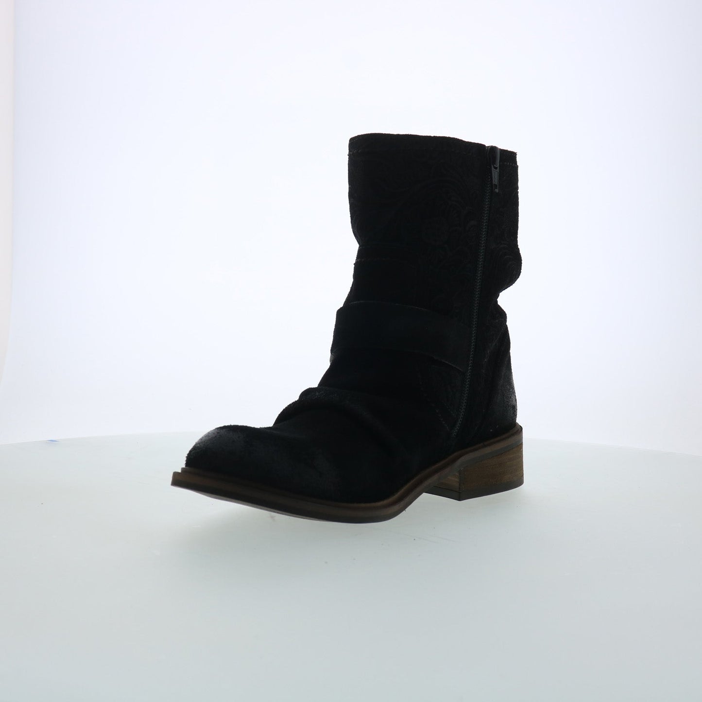 Miz Mooz Draper Womens Black Suede Zipper Casual Dress Boots