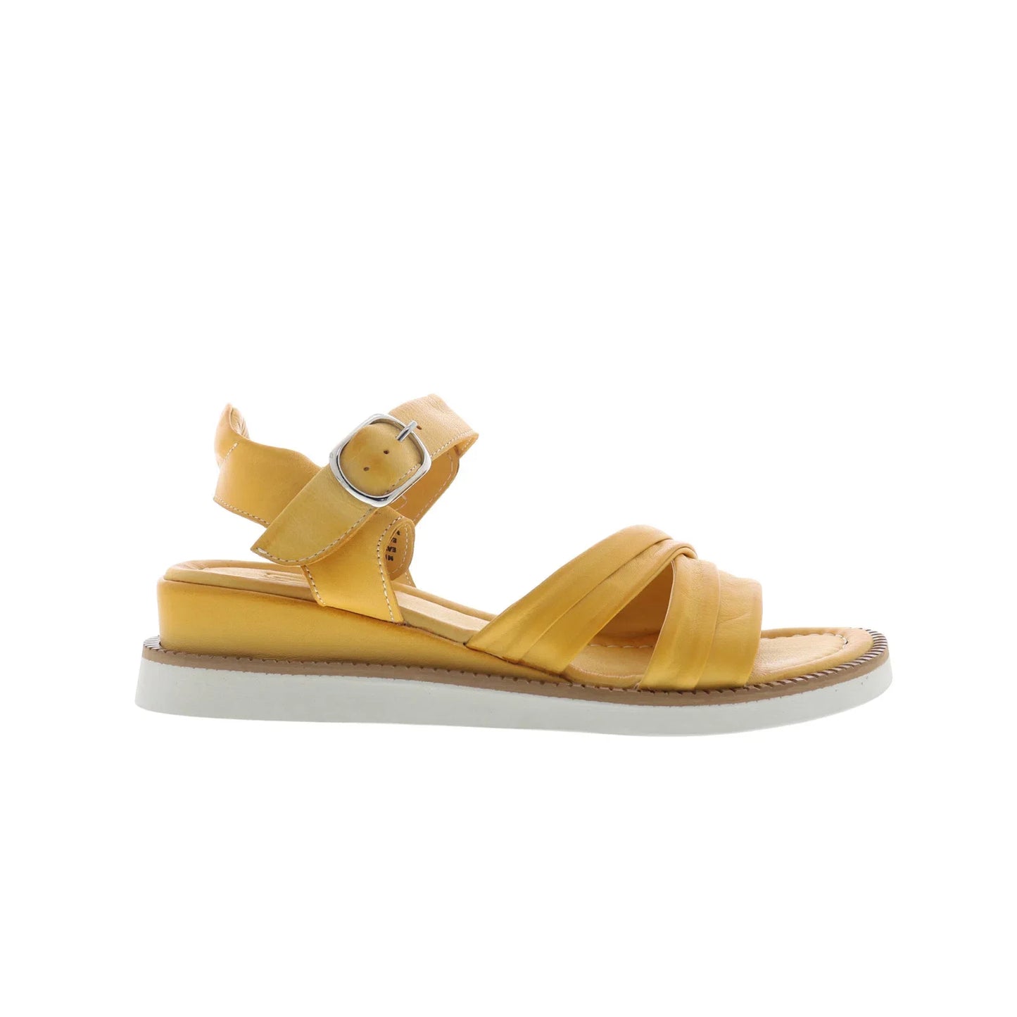 Miz Mooz Emelina Womens Yellow Leather Hook & Loop Strap Sandals Shoes