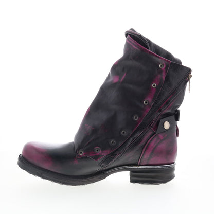 A.S. 98 Emerson Womens Black Leather Zipper Casual Dress Boots