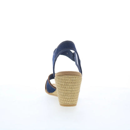 Clarks Emmalae Iris 26181666 Womens Blue Canvas Wedges Sandals Shoes