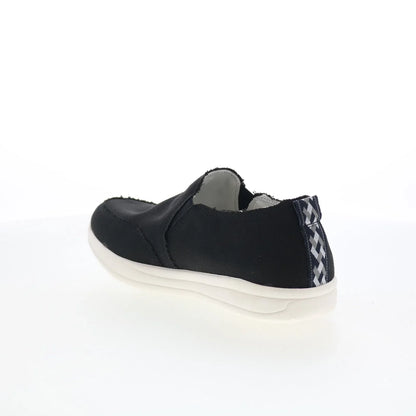 Minnetonka Expanse 61080 Womens Black Canvas Slip On Loafer Flats Shoes
