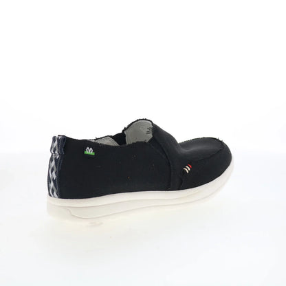 Minnetonka Expanse 61080 Womens Black Canvas Slip On Loafer Flats Shoes