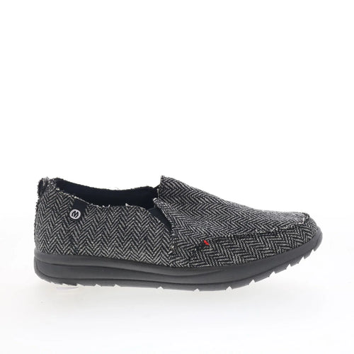 Minnetonka Expanse 61084 Womens Black Canvas Slip On Loafer Flats Shoes