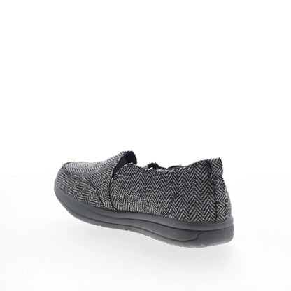 Minnetonka Expanse 61084 Womens Black Canvas Slip On Loafer Flats Shoes