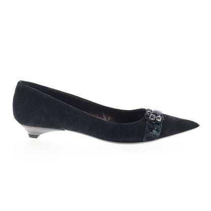 EXTE EXTRE4 Womens Black Suede Slip On Pumps Heels Shoes