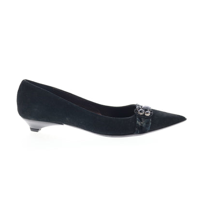 EXTE EXTRE5 Womens Black Suede Slip On Pumps Heels Shoes