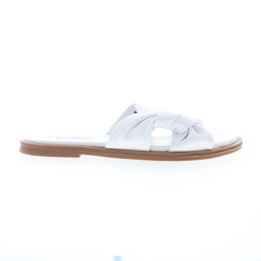 Miz Mooz Fabio Womens White Leather Slip On Slides Sandals Shoes