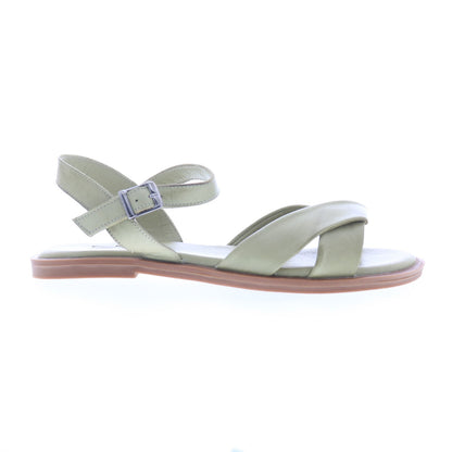 Miz Mooz Fallyn Womens Green Leather Hook & Loop Strap Sandals Shoes