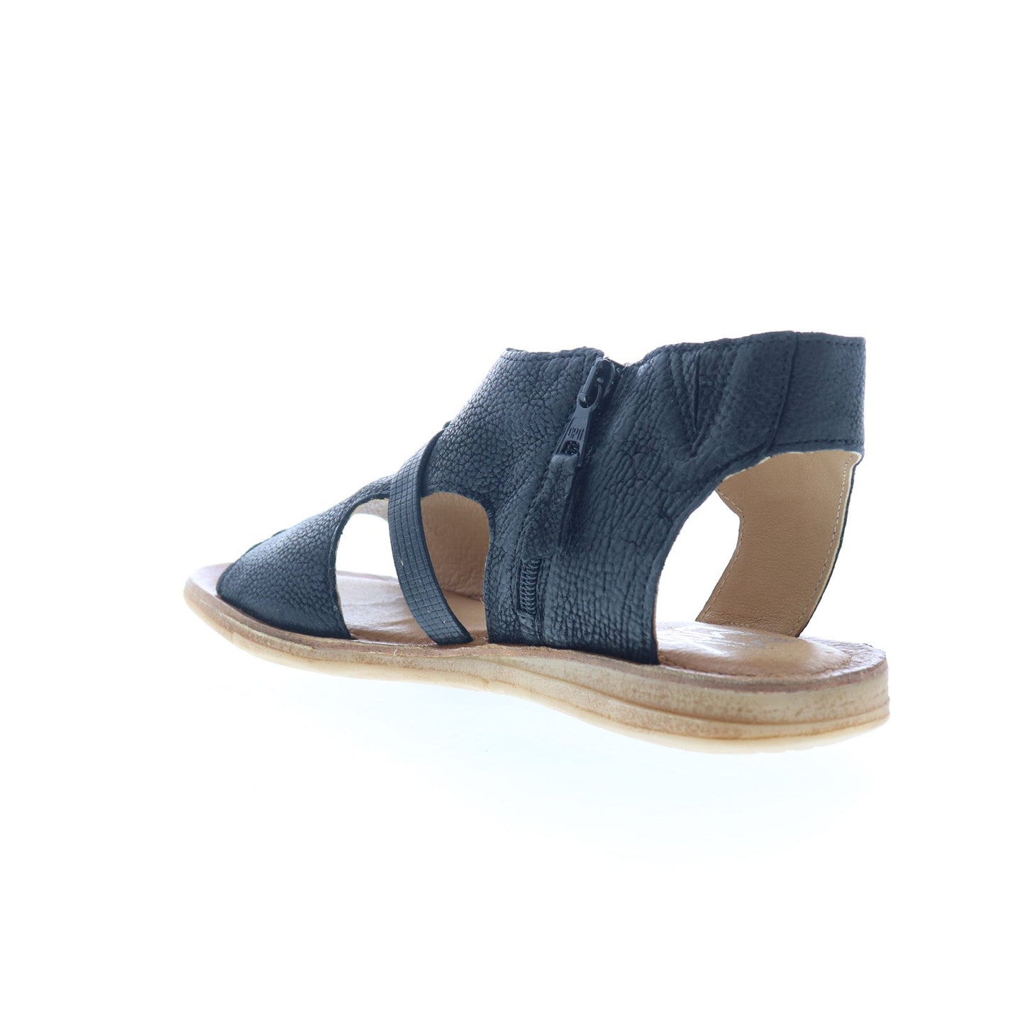 Miz Mooz Finnley Womens Black Leather Zipper Strap Sandals Shoes