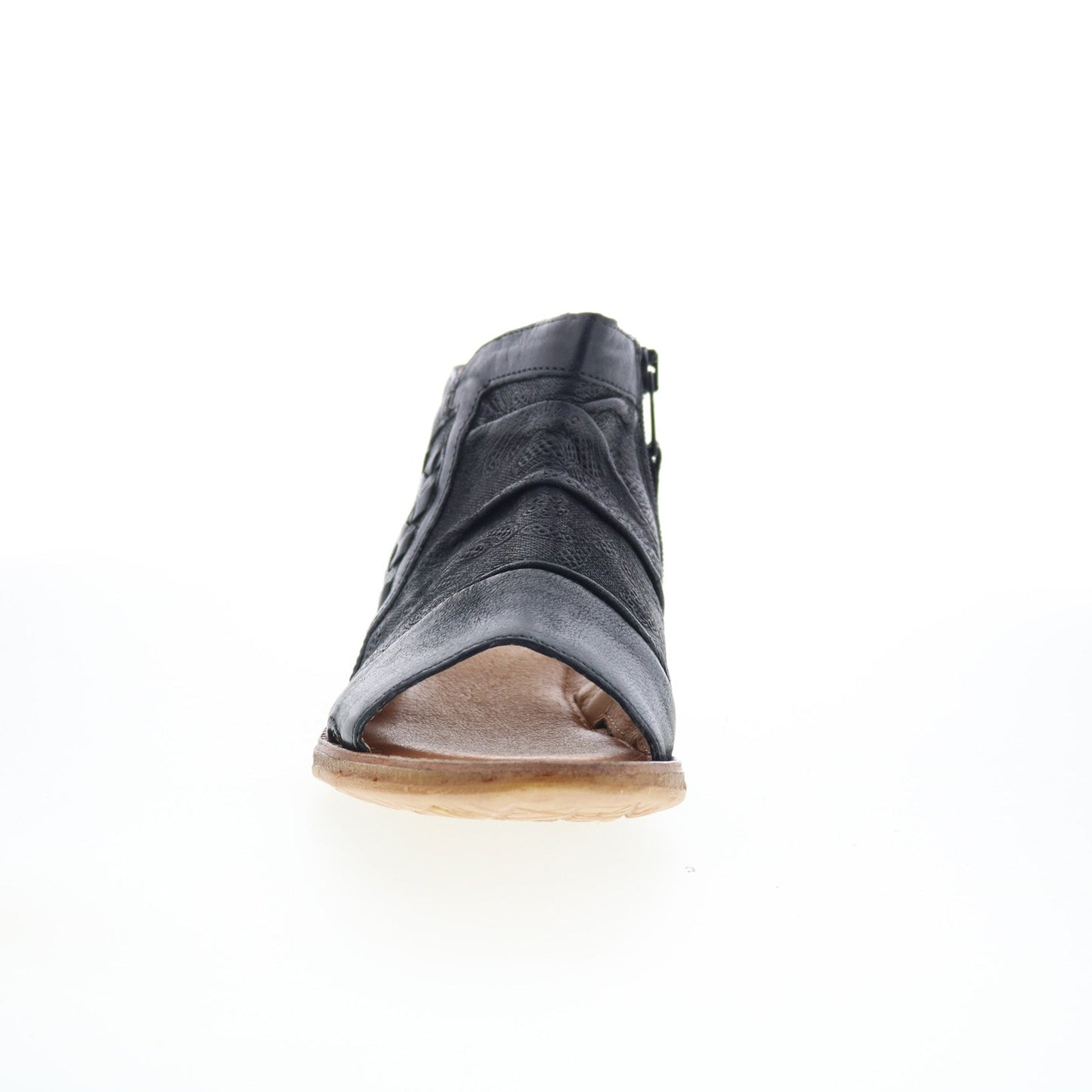 Miz Mooz Flaire Womens Black Leather Zipper Strap Sandals Shoes