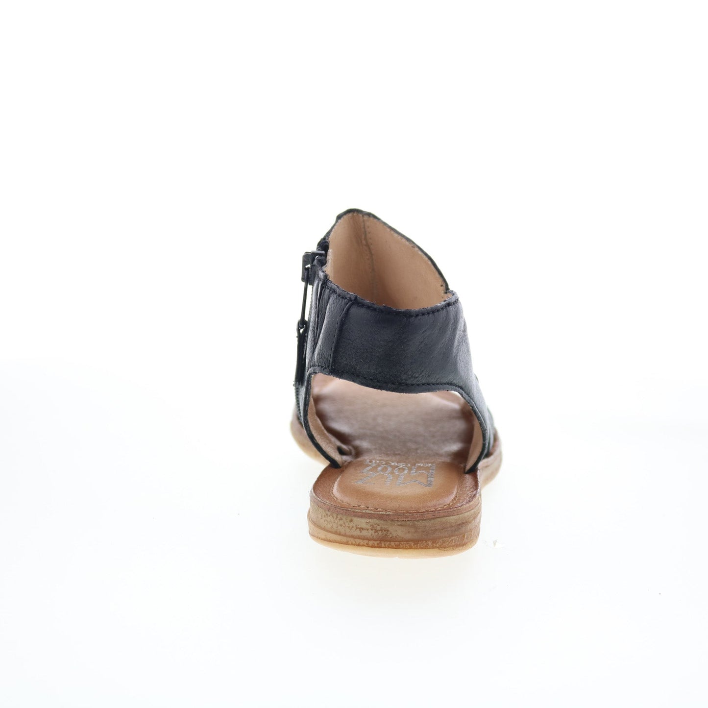 Miz Mooz Flaire Womens Black Leather Zipper Strap Sandals Shoes
