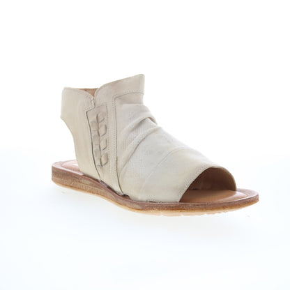 Miz Mooz Flaire Womens Beige Leather Zipper Strap Sandals Shoes