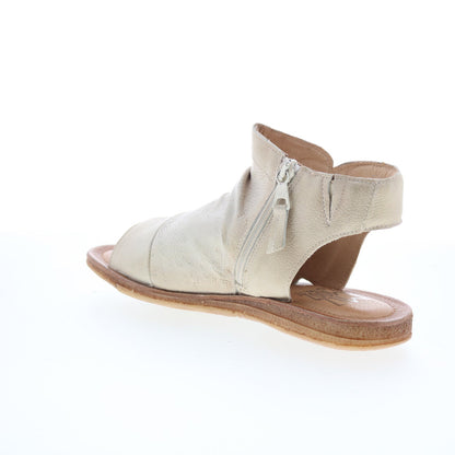 Miz Mooz Flaire Womens Beige Leather Zipper Strap Sandals Shoes