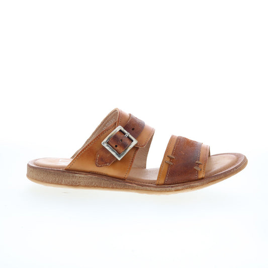 Miz Mooz Florra Womens Brown Leather Slip On Slides Sandals Shoes