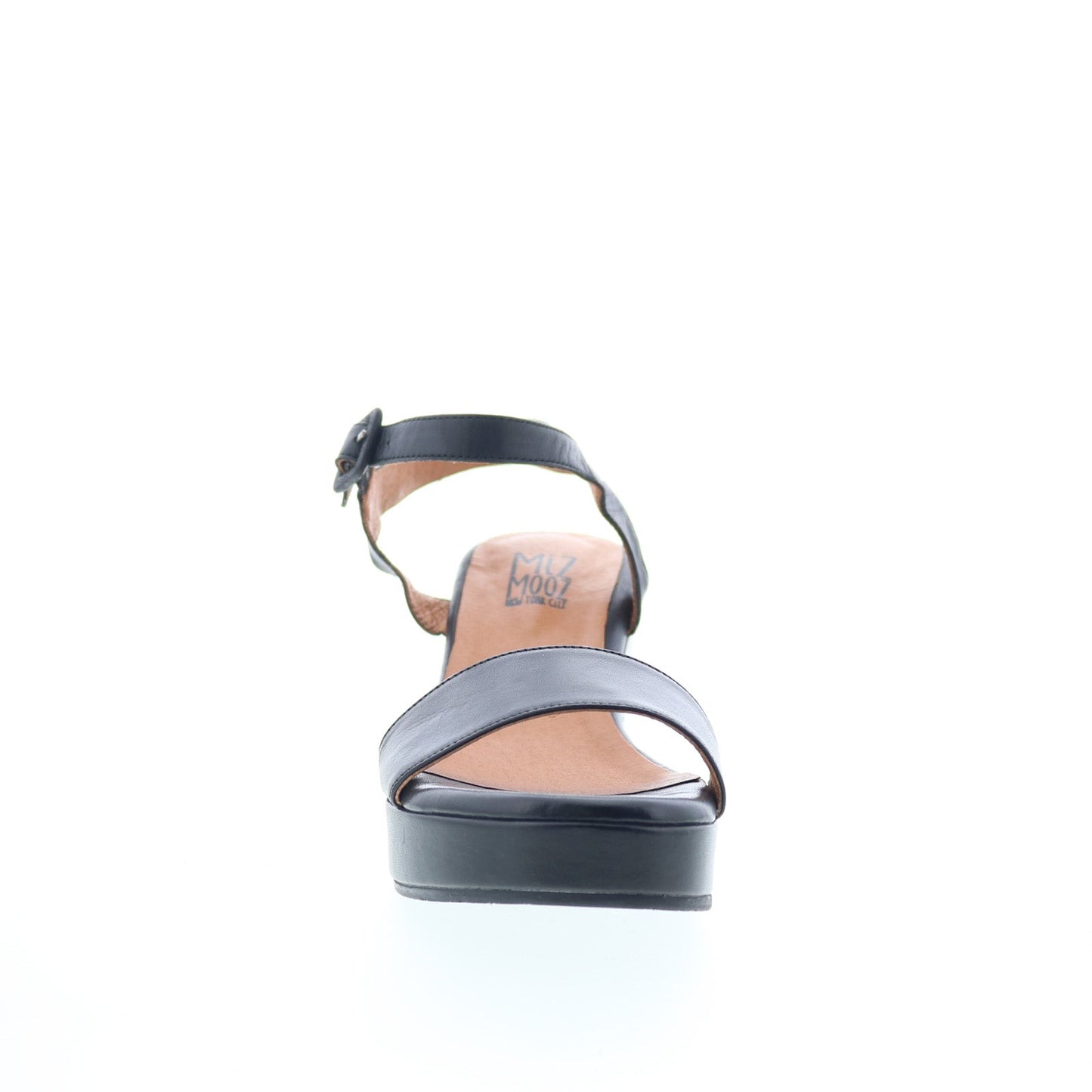 Miz Mooz Gillie Womens Black Leather Hook & Loop Heeled Sandals Shoes