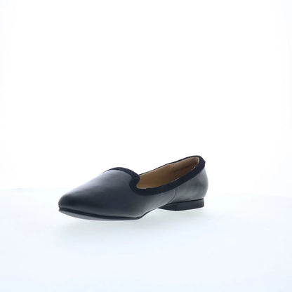 Trotters Hannah T2270-001 Womens Black Leather Slip On Loafer Flats Shoes