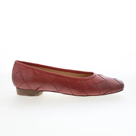 Trotters Hanny T2125-600 Womens Red Leather Slip On Ballet Flats Shoes