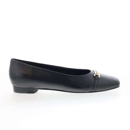 Trotters Harmony T2250-001 Womens Black Leather Slip On Ballet Flats Shoes