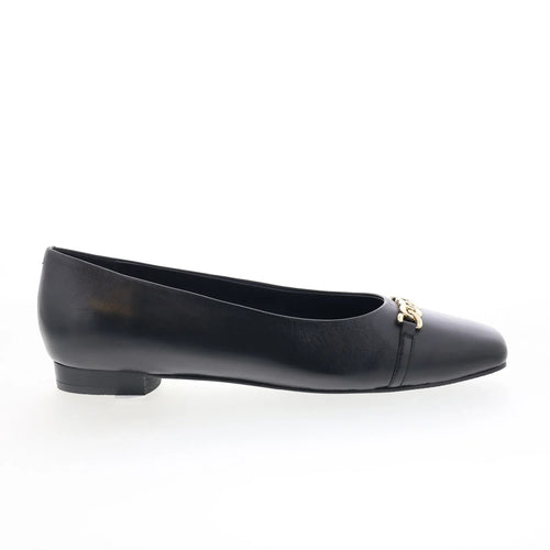 Trotters Harmony T2250-001 Womens Black Leather Slip On Ballet Flats Shoes