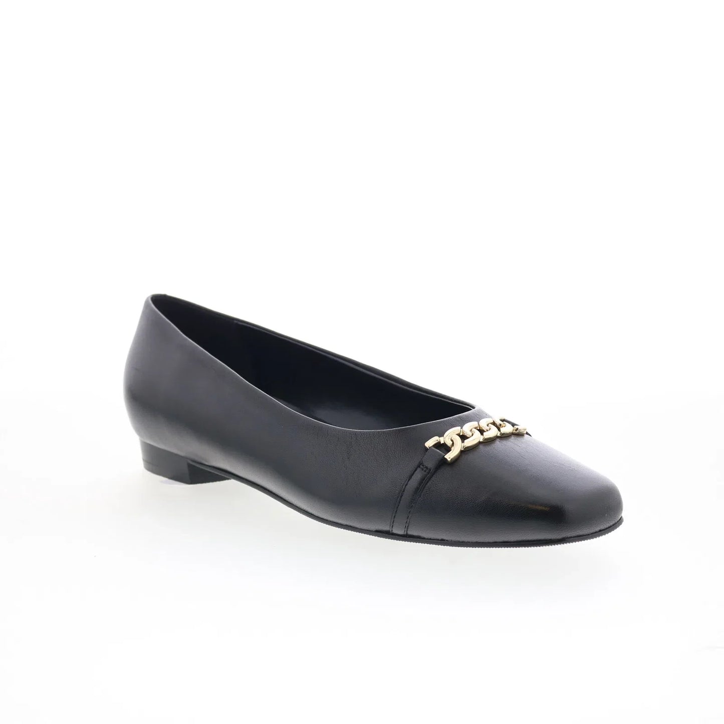 Trotters Harmony T2250-001 Womens Black Leather Slip On Ballet Flats Shoes