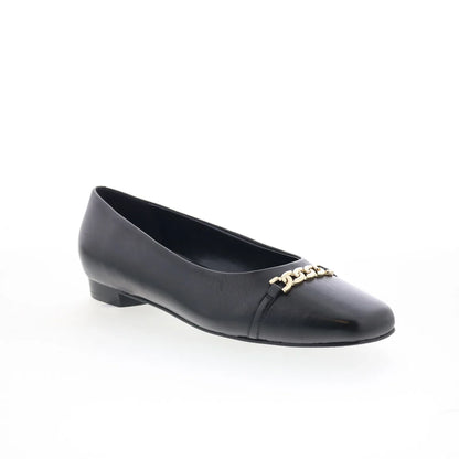 Trotters Harmony T2250-001 Womens Black Leather Slip On Ballet Flats Shoes